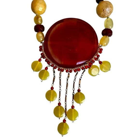 Carnelian & Stone Fringe Statement Necklace - Picture 12 of 12